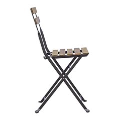 Set Bistrò Due Posti In Ferro E Acacia Fsc Scura - Antracite