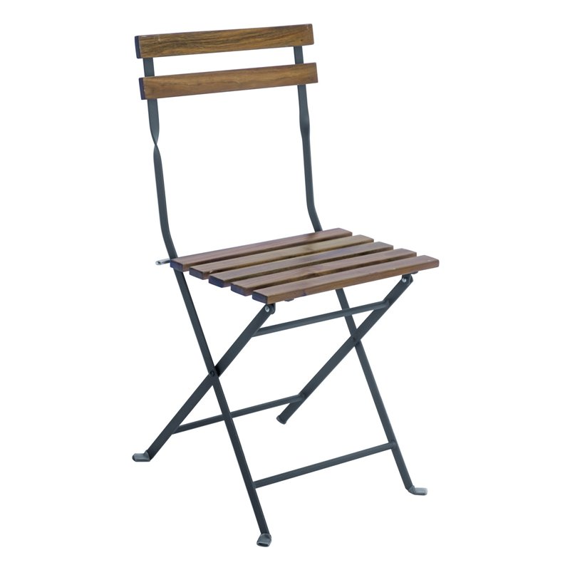 Greenwood Deluxe Two-Seater Bistro Set in Iron and FSC Acacia Wood - Anthracite