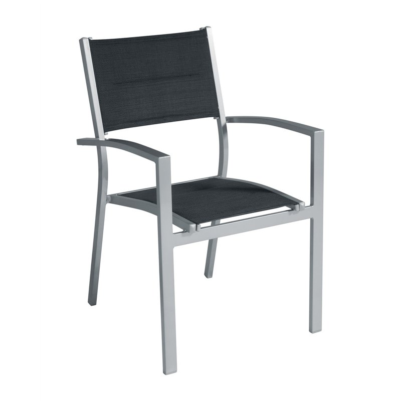 Greenwood Amalfi Chair in Aluminum - Black Textilene - Silver