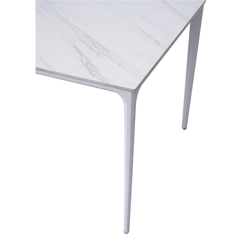 Greenwood Alghero 180x90 Aluminum Table with Marble Effect Stoneware Top - White