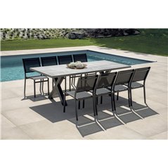 Tavolo Amantea 220x100 cm - Piano In Resina Grigio - Antracite