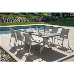 Tavolo Amantea 220x100 cm - Piano In Resina Grigio - Bianco