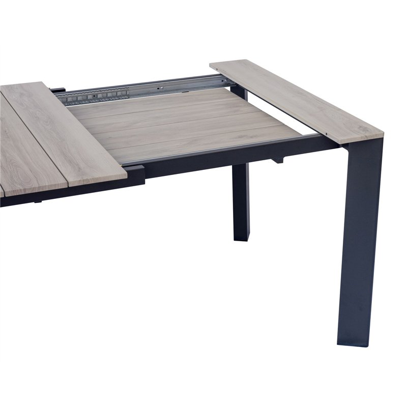Greenwood Arenzano Extendable Aluminum Table 211/276x100 cm - Wood-Effect Top - Anthracite