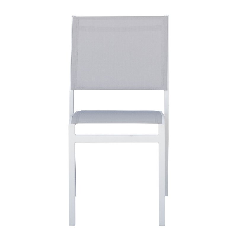 Greenwood Pola Chair in Aluminum - Light Grey Textilene - White