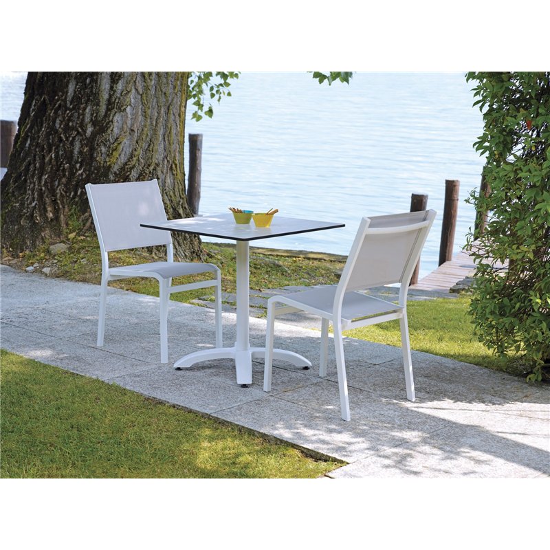 Greenwood Pola Chair in Aluminum - Light Grey Textilene - White