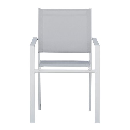 Sedia Zara In Alluminio - Textilene Grigio Chiaro - Bianco