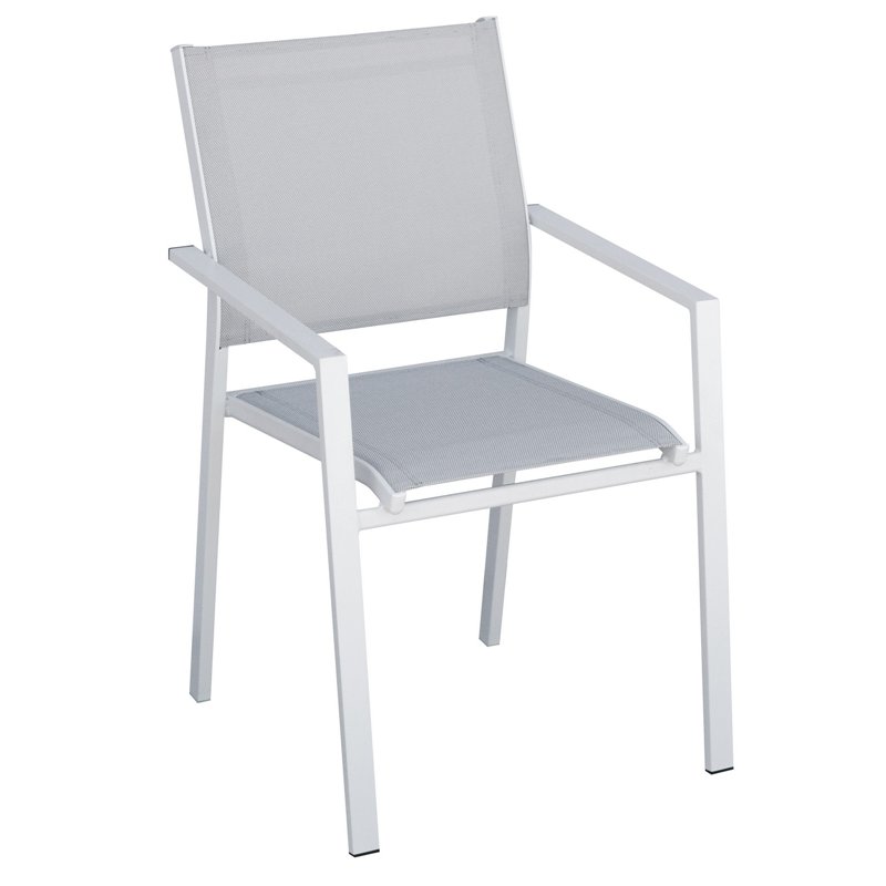 Greenwood Zara Garden Chair in Aluminum - Light Grey Textilene - White