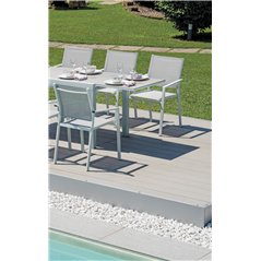 Sedia Zara In Alluminio - Textilene Grigio Chiaro - Bianco