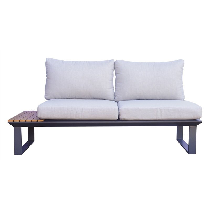 Greenwood Saint Tropez Corner Lounge Set in Aluminum and Resin Wood - Anthracite
