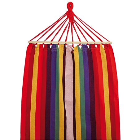 Greenwood Striped Cotton Hammock 200x100 cm - With Wooden Spreader Bars