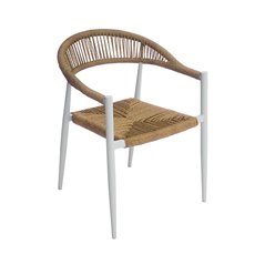 Sedia Milano In Alluminio - Wicker Paglia - Bianco