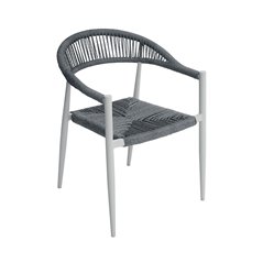 Sedia Milano In Alluminio - Wicker Grigio - Bianco