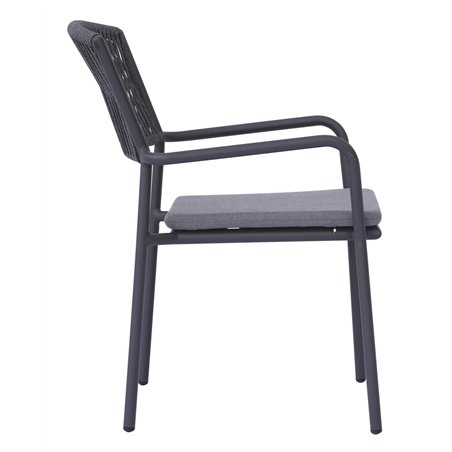 Greenwood Modena Aluminum Garden Garden Chair with Armrests - Outdoor Rope Gray - Anthracite