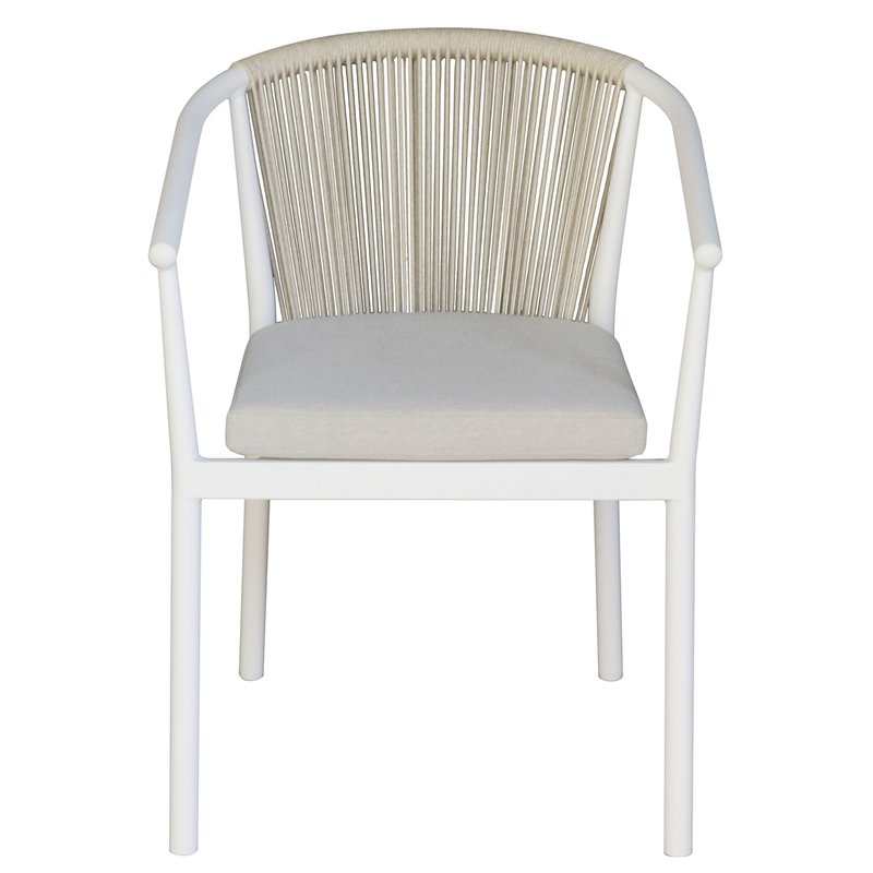 Greenwood Verona Aluminum Garden Chair - Beige Outdoor Rope - White Greenwood Verona Aluminum Garden Chair - Beige Outdoor Rope - White