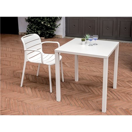 Tavolo Garda In Acciaio 70x70 cm - Bianco - Autolivellante