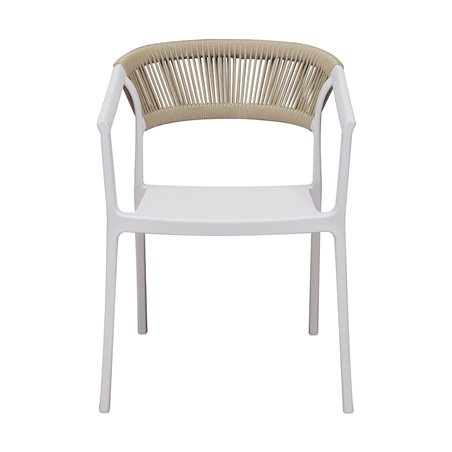 Sedia Lione In Polipropilene Con Fibra Di Vetro - Corda Per Esterni Paglia - Bianco