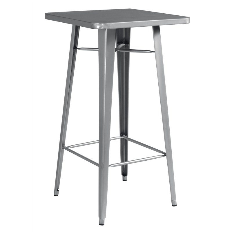 Greenwood 60x60 cm High Sheet Metal Garden Table - Silver