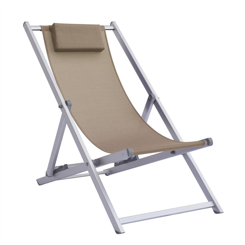 Greenwood Professional Aluminum Beach Garden Chair - Taupe Textilene