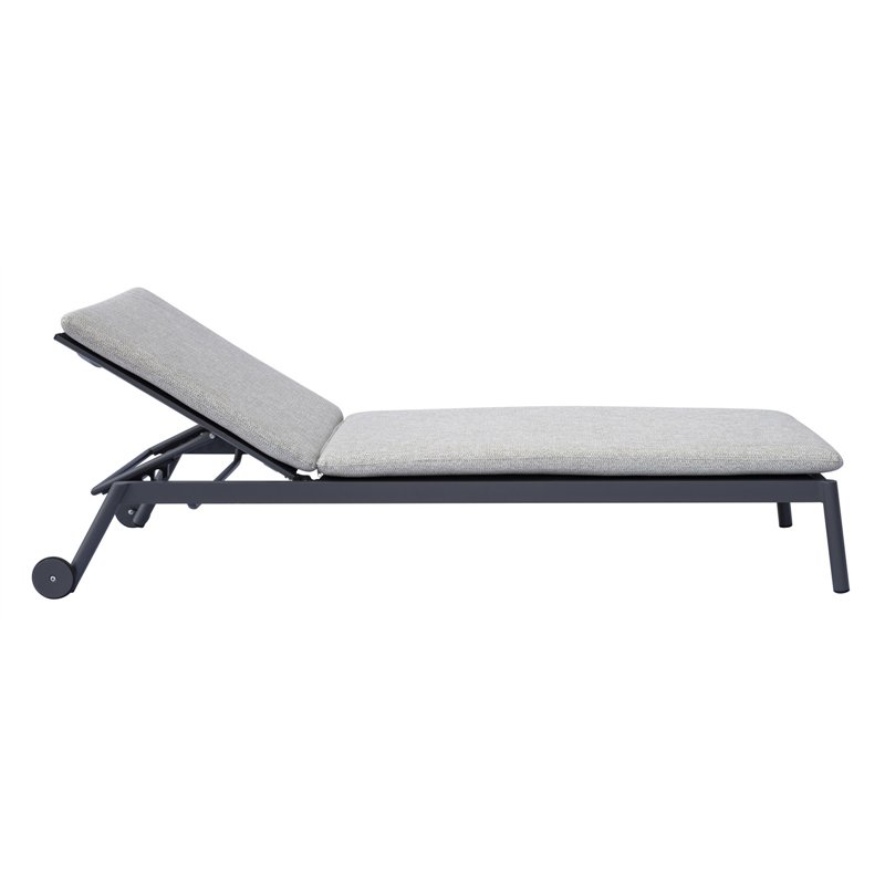Greenwood Porto Cervo Aluminum Sun Lounger - Gray Textilene - Ecru Cushion - Anthracite