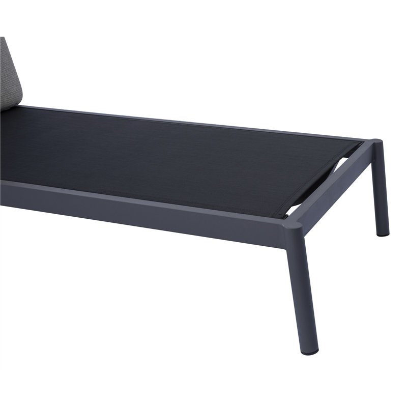 Greenwood Porto Cervo Aluminum Sun Lounger - Gray Textilene - Ecru Cushion - Anthracite