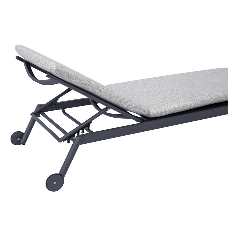 Greenwood Porto Cervo Aluminum Sun Lounger - Gray Textilene - Ecru Cushion - Anthracite