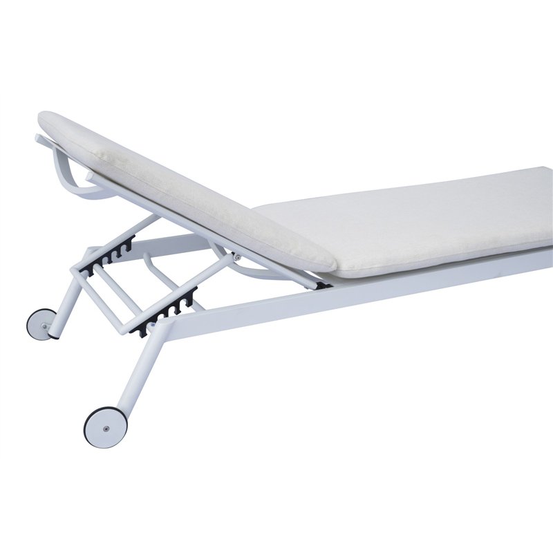 Greenwood Porto Cervo Aluminum Sunbed - Sand Textilene - Ecru Cushion - White