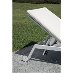 Lettino Porto Cervo In Alluminio - Textilene Sabbia - Cuscino Ecru' - Bianco