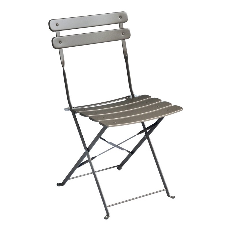 Greenwood Folding Iron Bistro Chair - Dove Gray
