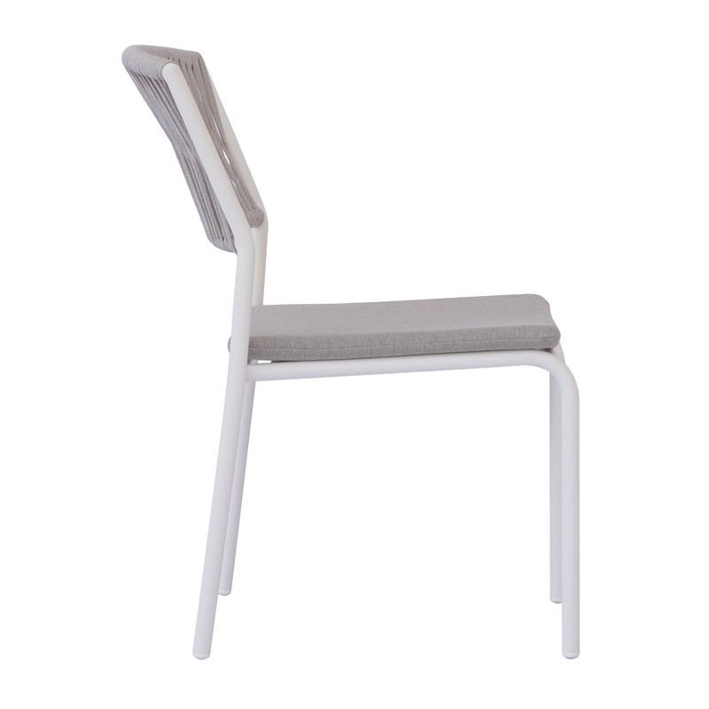 Greenwood Modena Aluminum Chair - Outdoor Rope Sand - White