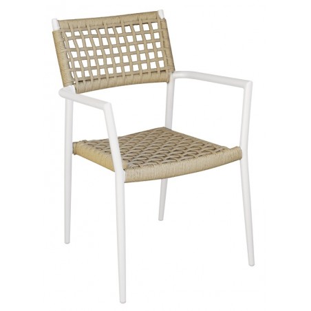 Greenwood Padova Aluminum Chair - Hemp Wicker - White