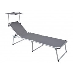 Greenwood Beach Sun Lounger with Aluminum Canopy - Grey 210 cm