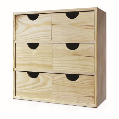 Cassettiera MINIBLOC in Pino Massiccio 6 Cassetti 32x14x32 cm Unionwood