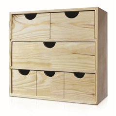 Cassettiera MINIBLOC in Pino Massiccio 6 Cassetti Variabili 40x14x32 cm Unionwood