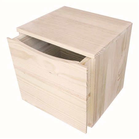 Mobile Modulare in Pino Massiccio Grezzo con 1 Cassetto 36x30x36 cm Unionwood