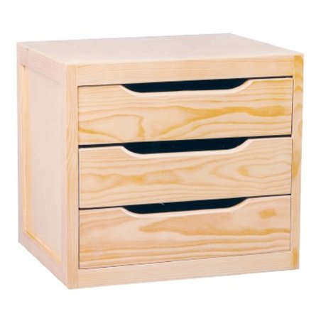 Cassettiera in Pino Massiccio Grezzo 3 Cassetti 39x30x29,5 cm Unionwood