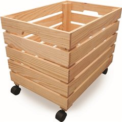 Box Contenitore CREABOX in Pino Massiccio Grezzo con Ruote 50x35x35 cm Unionwood