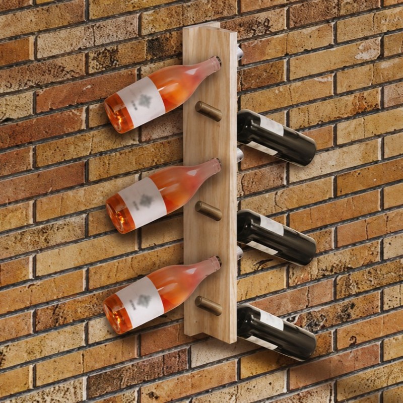 6-Bottle Wall-Mounted Pine Wine Rack 7.7x9.4x60.5 cm Unionwood