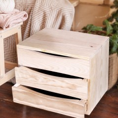 Modular Storage Unit in Unfinished Solid Pine with 3 Drawers 36x30x36 cm Unionwood