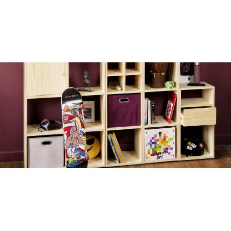 Drawer Insert for KUBIK Cube Storage Unit in Unfinished Solid Pine 32.7x27x16 cm Unionwood