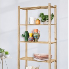 Unfinished Solid Pine Shelving Unit with 5 Slatted Shelves 70x30x170 cm Unionwood
