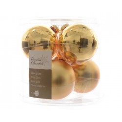 Christmas Baubles to Hang in Glass 8 cm Gold. Set of 6