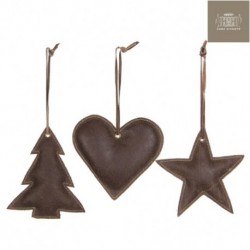Heart Star Tree In Chocolate Leather. Single piece
