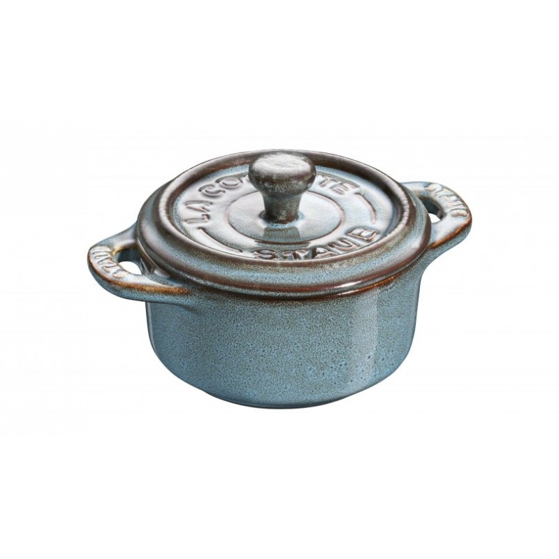 Mini Cocotte Céramique 10 cm Turquoise Ancienne