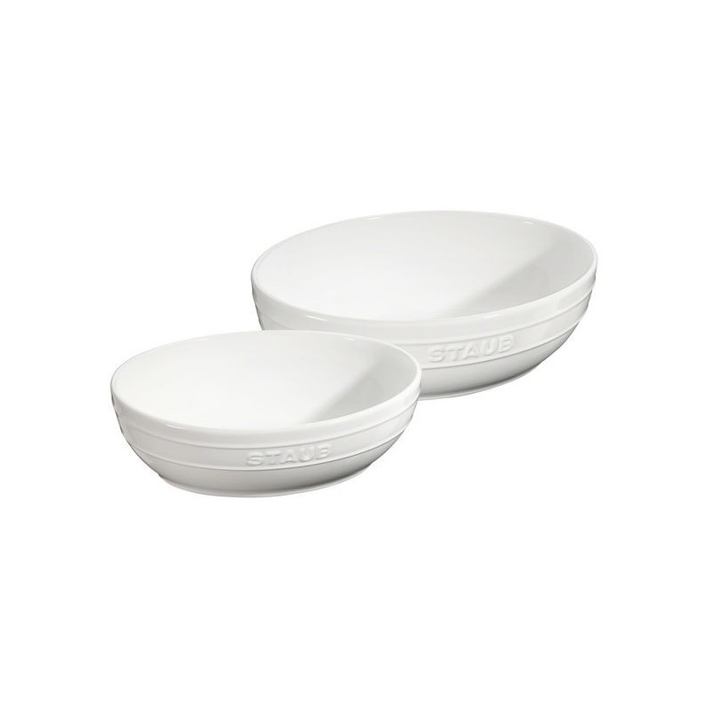 Set of 2 White Ceramic Bowls 23 and 27 cm