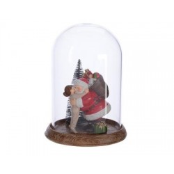 Cloche en verre avec Père Noël 16 cm