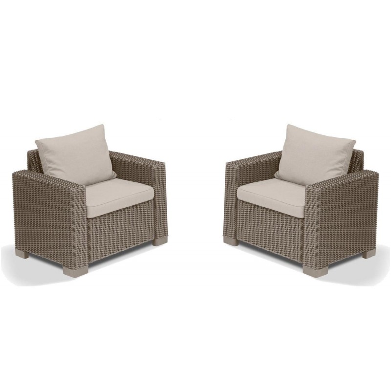 Keter 2 Armchairs With Armrests CALIFORNIA Cappuccino
