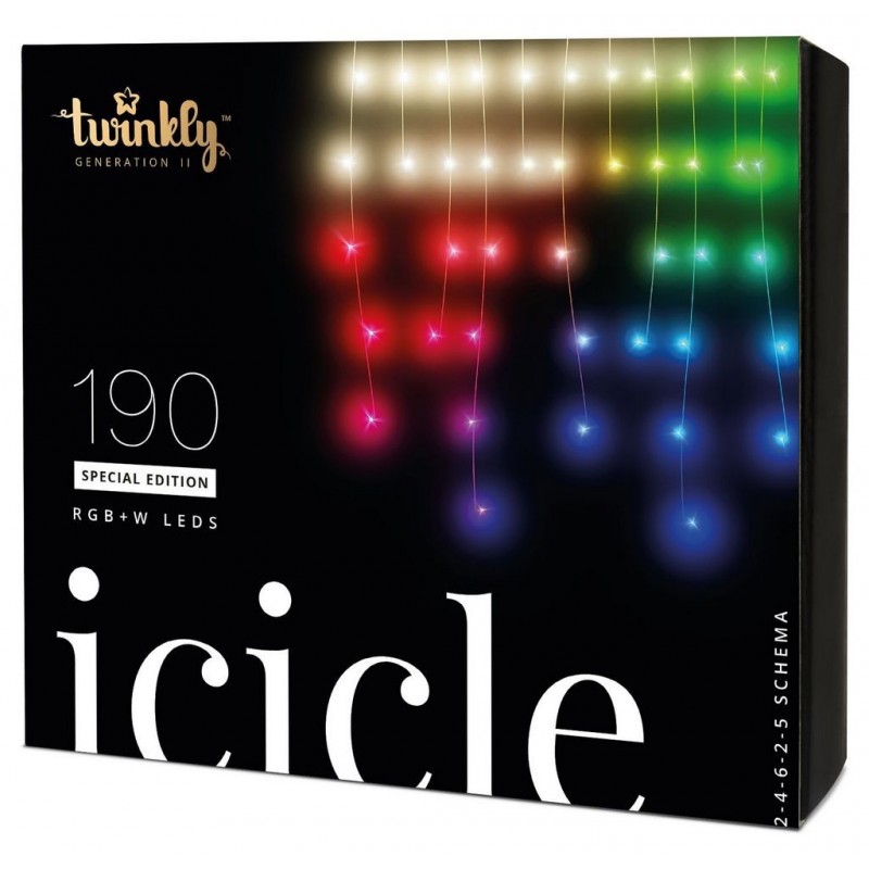 Twinkly ICICLE Lumières de Noël Smart 190 Led RGBW II Génération