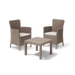 Keter Set 2 Armchairs + Open Table SALVADOR BALCONY Cappuccino