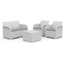 Keter Set 2 Fauteuils + Canapé + Table de Rangement ROSALIE LOUNGE Blanc