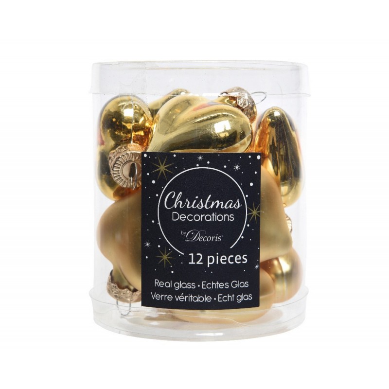 Mini coeurs en verre à suspendre. Lot de 12